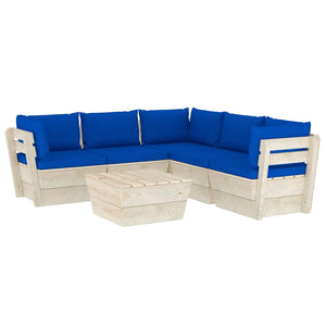 Set Divani da Giardino su Pallet 6 pz con Cuscini Legno Abete cod mxl 39894