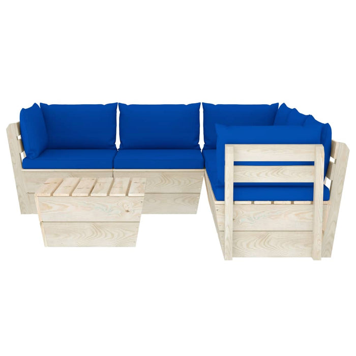 Set Divani da Giardino su Pallet 6 pz con Cuscini Legno Abete cod mxl 39894