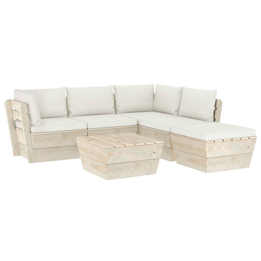 Set Divani da Giardino su Pallet 6 pz con Cuscini Legno Abete 3063554