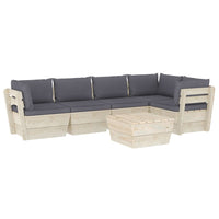 Set Divani da Giardino su Pallet 6 pz con Cuscini Legno Abete 3063564