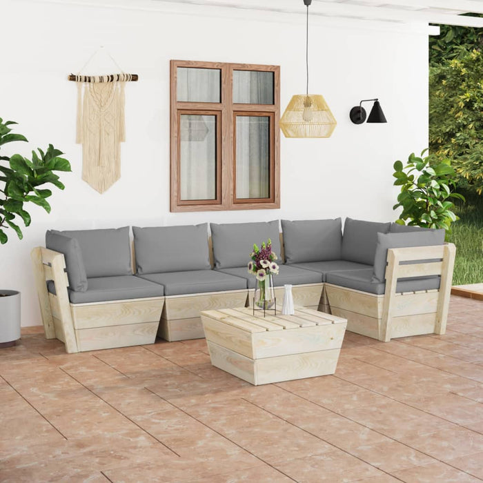 Set Divani da Giardino su Pallet 6 pz con Cuscini Legno Abete cod mxl 48845