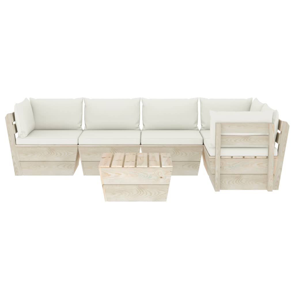 Set Divani da Giardino su Pallet 6 pz con Cuscini Legno Abete 3063566