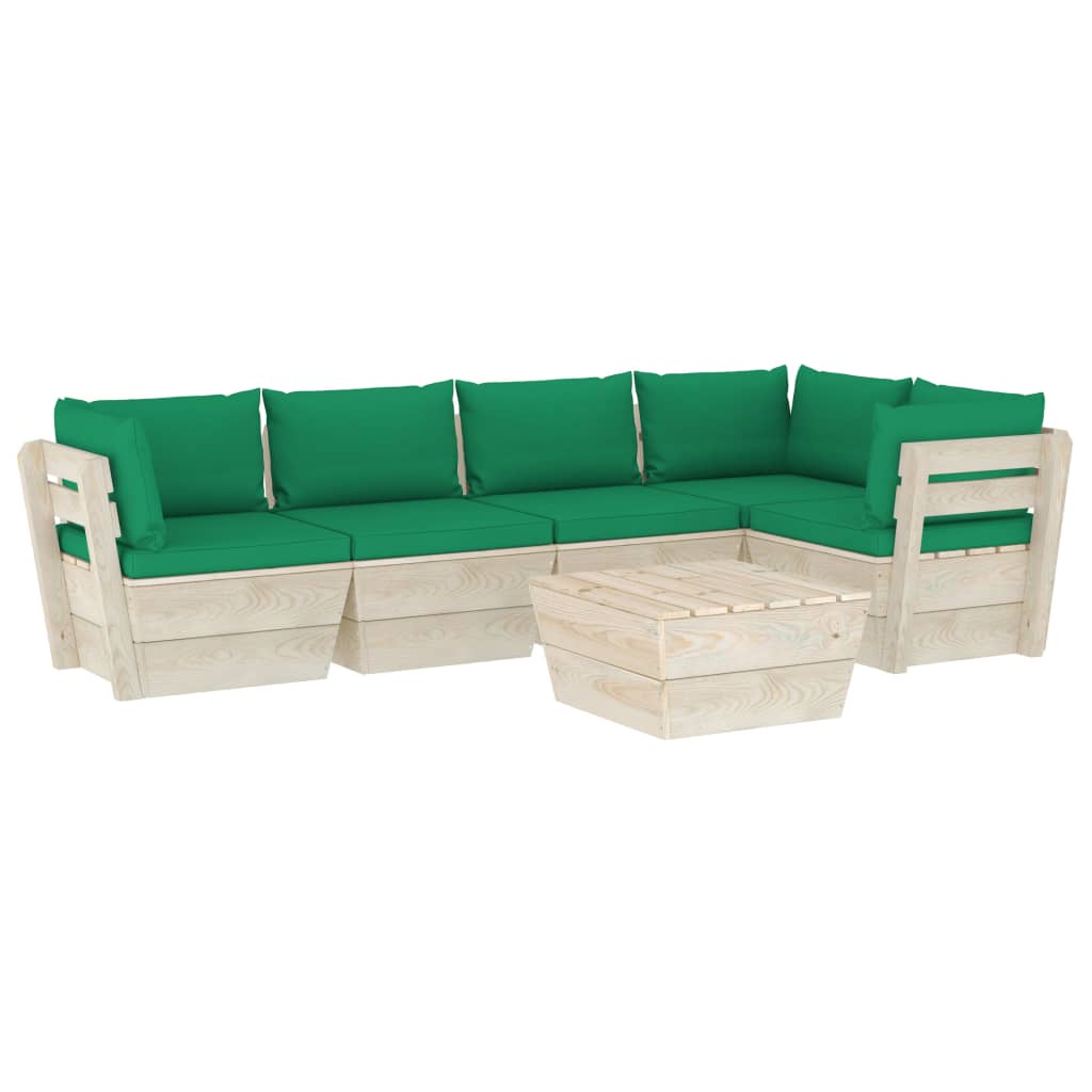 Set Divani da Giardino su Pallet 6 pz con Cuscini Legno Abete cod mxl 42311