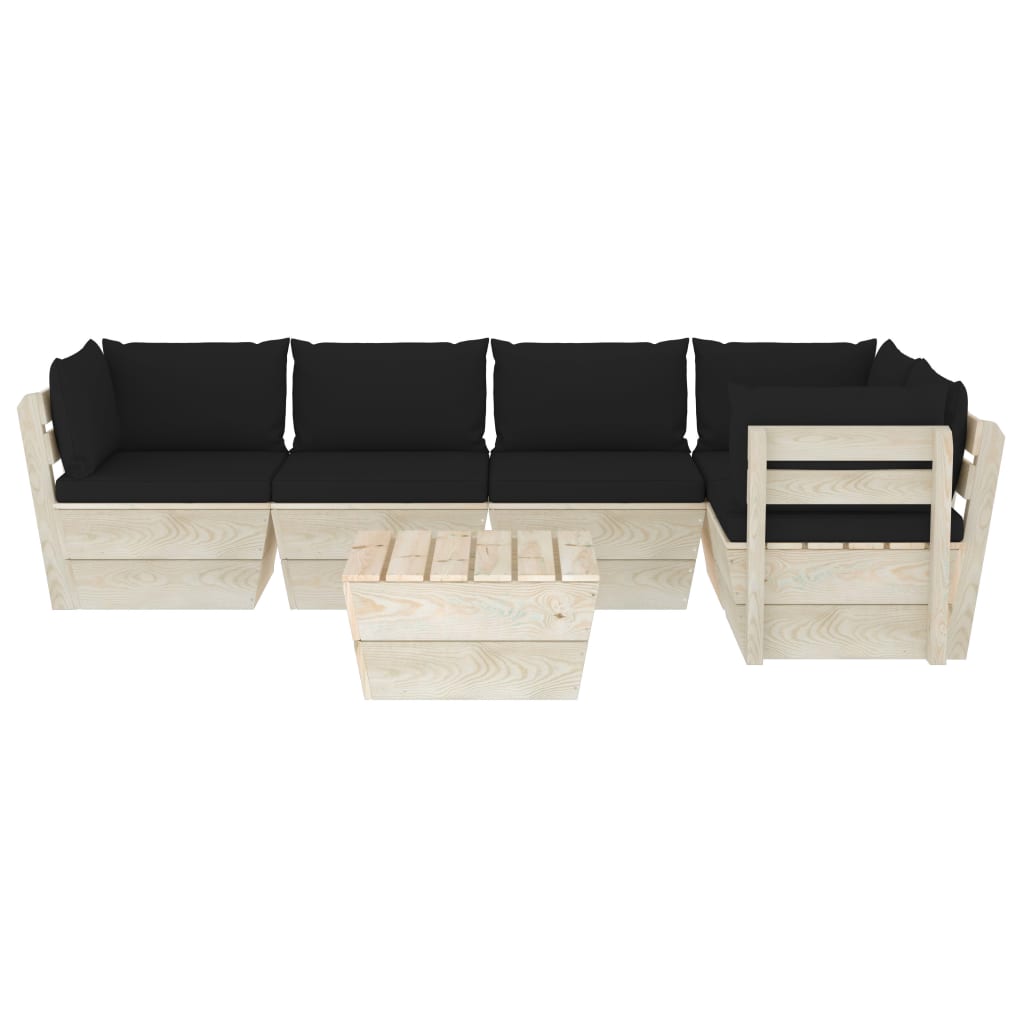 Set Divani da Giardino su Pallet 6 pz con Cuscini Legno Abete cod mxl 41089