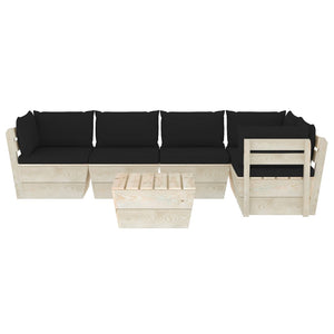 Set Divani da Giardino su Pallet 6 pz con Cuscini Legno Abete cod mxl 41089