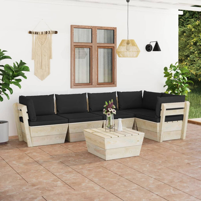 Set Divani da Giardino su Pallet 6 pz con Cuscini Legno Abete cod mxl 41089