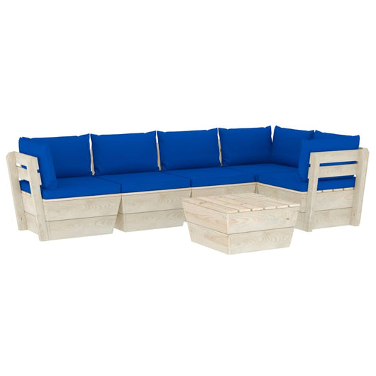 Set Divani da Giardino su Pallet 6 pz con Cuscini Legno Abete cod mxl 40640