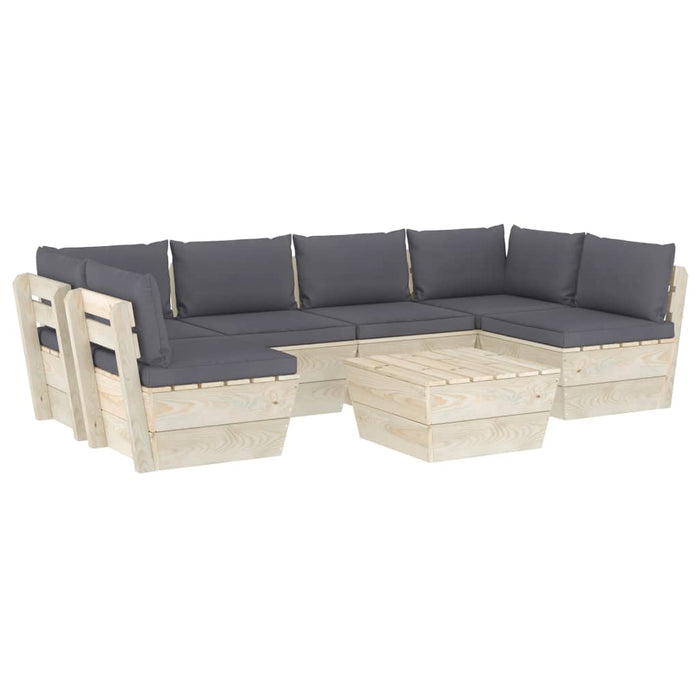 Set Divani da Giardino su Pallet 7 pz con Cuscini Legno Abete 3063588