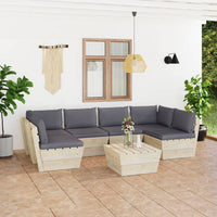 Set Divani da Giardino su Pallet 7 pz con Cuscini Legno Abete 3063588