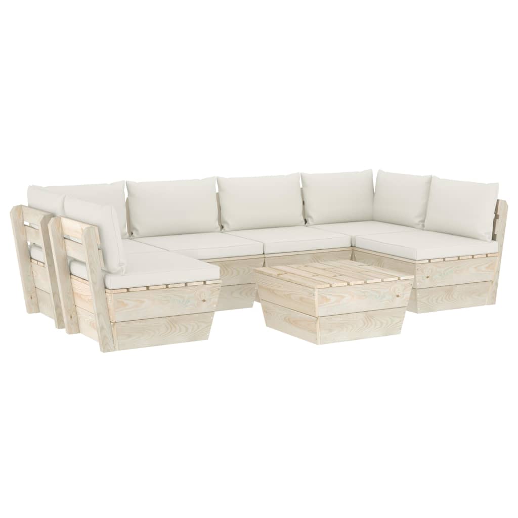 Set Divani da Giardino su Pallet 7 pz con Cuscini Legno Abete 3063590