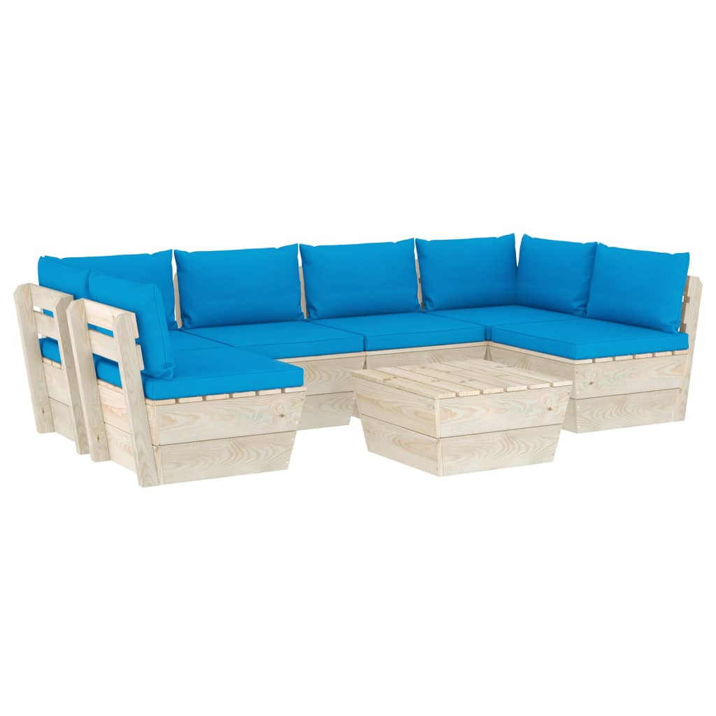 Set Divani da Giardino su Pallet 7 pz con Cuscini Legno Abete cod mxl 39904