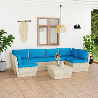 Set Divani da Giardino su Pallet 7 pz con Cuscini Legno Abete cod mxl 39904