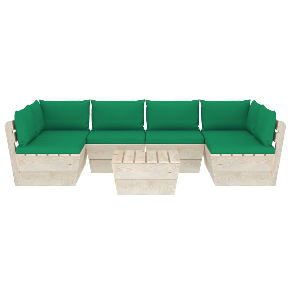 Set Divani da Giardino su Pallet 7 pz con Cuscini Legno Abete cod mxl 42314