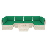 Set Divani da Giardino su Pallet 7 pz con Cuscini Legno Abete cod mxl 42314