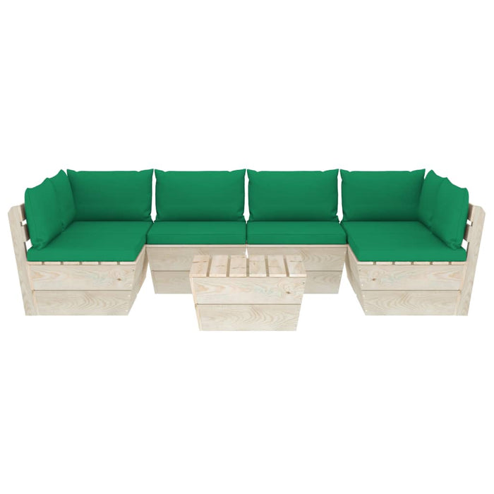 Set Divani da Giardino su Pallet 7 pz con Cuscini Legno Abete cod mxl 42314