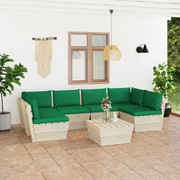 Set Divani da Giardino su Pallet 7 pz con Cuscini Legno Abete cod mxl 42314