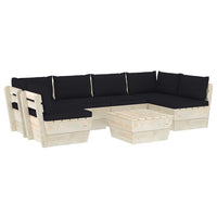 Set Divani da Giardino su Pallet 7 pz con Cuscini Legno Abete cod mxl 40399