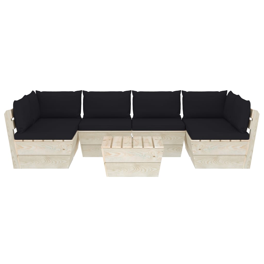 Set Divani da Giardino su Pallet 7 pz con Cuscini Legno Abete cod mxl 40399