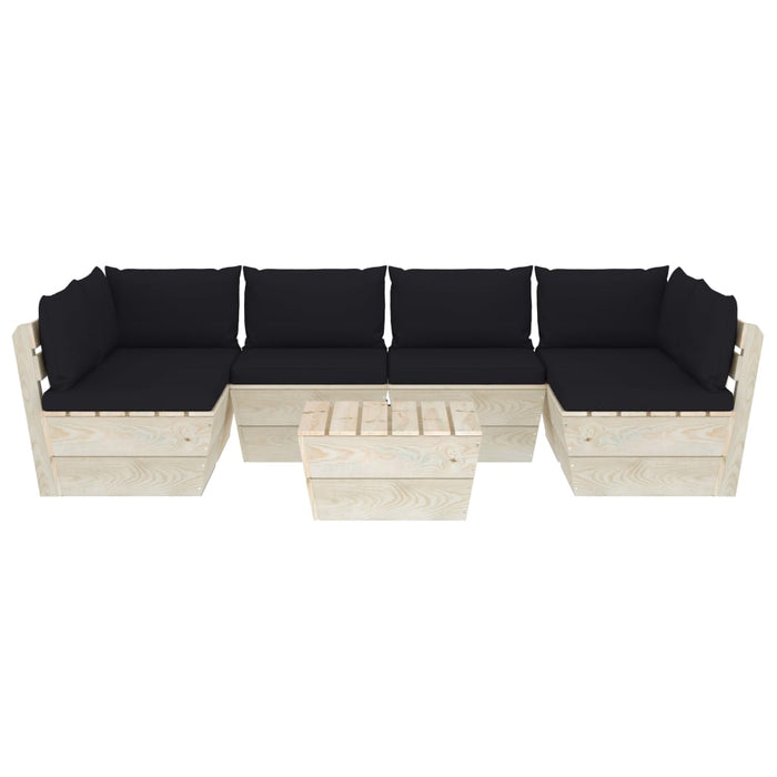 Set Divani da Giardino su Pallet 7 pz con Cuscini Legno Abete cod mxl 40399