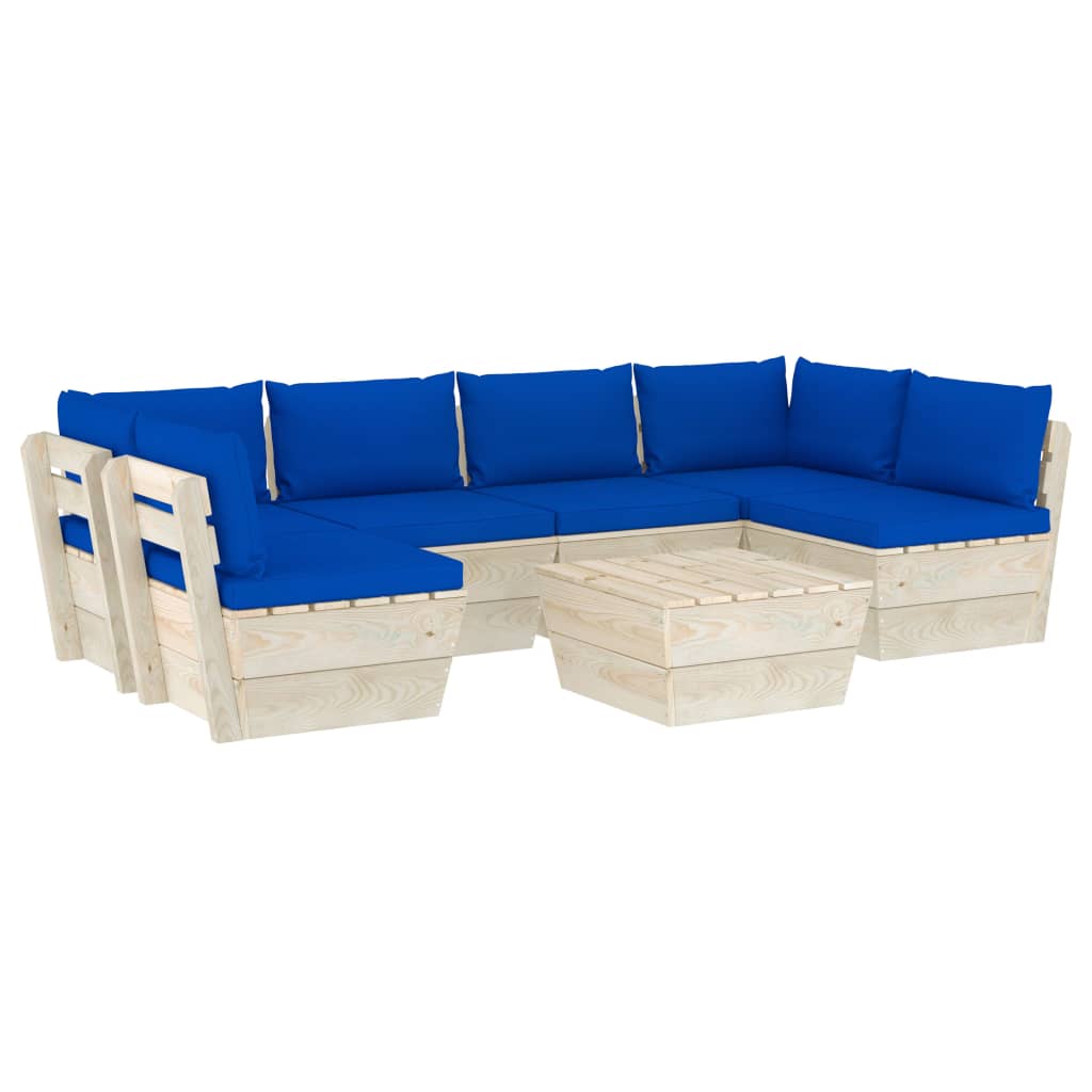 Set Divani da Giardino su Pallet 7 pz con Cuscini Legno Abete cod mxl 39906