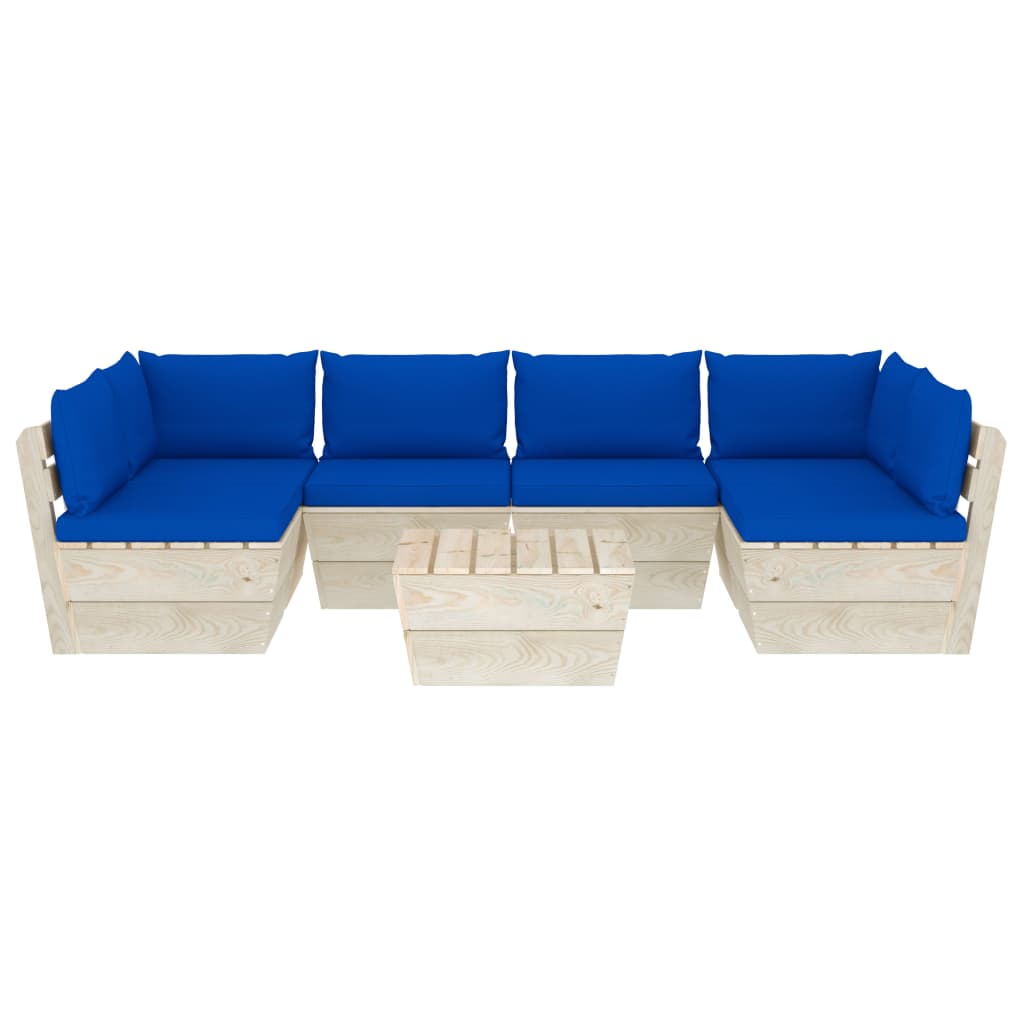 Set Divani da Giardino su Pallet 7 pz con Cuscini Legno Abete cod mxl 39906