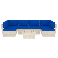 Set Divani da Giardino su Pallet 7 pz con Cuscini Legno Abete cod mxl 39906