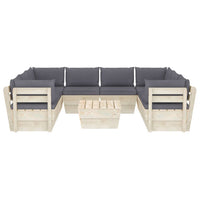 Set Divani da Giardino su Pallet 9 pz con Cuscini Legno Abete 3063600