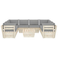 Set Divani da Giardino su Pallet 9 pz con Cuscini Legno Abete cod mxl 48839