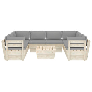 Set Divani da Giardino su Pallet 9 pz con Cuscini Legno Abete cod mxl 48839