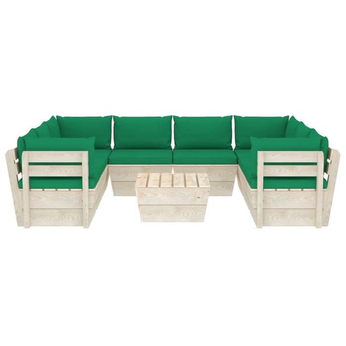 Set Divani da Giardino su Pallet 9 pz con Cuscini Legno Abete 3063605