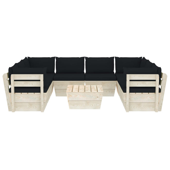 Set Divani da Giardino su Pallet 9 pz con Cuscini Legno Abete 3063607