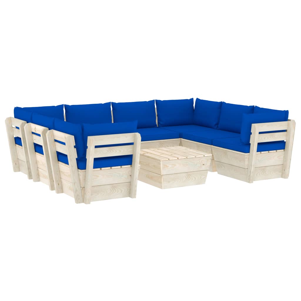 Set Divani da Giardino su Pallet 9 pz con Cuscini Legno Abete cod mxl 39907