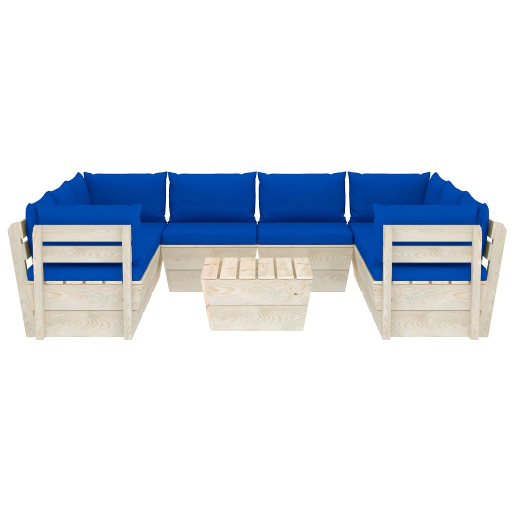 Set Divani da Giardino su Pallet 9 pz con Cuscini Legno Abete cod mxl 39907