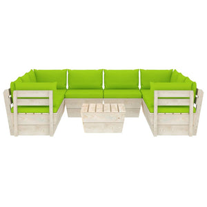 Set Divani da Giardino su Pallet 9 pz con Cuscini Legno Abete cod mxl 40641