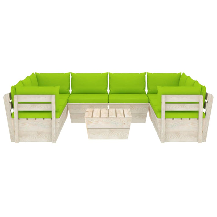 Set Divani da Giardino su Pallet 9 pz con Cuscini Legno Abete cod mxl 40641