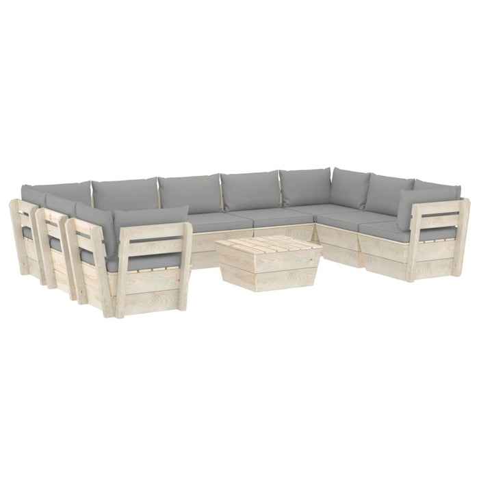 Set Divani da Giardino su Pallet 10 pz con Cuscini Legno Abete cod mxl 45003