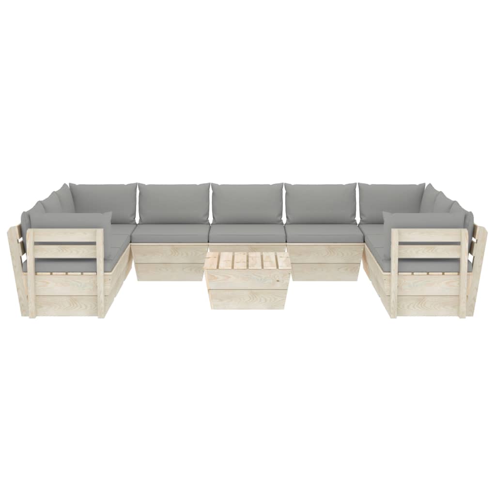 Set Divani da Giardino su Pallet 10 pz con Cuscini Legno Abete cod mxl 45003