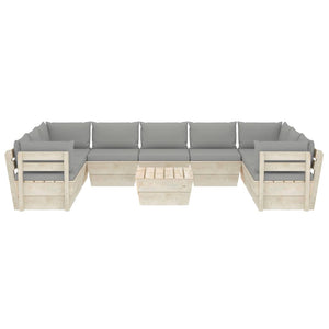 Set Divani da Giardino su Pallet 10 pz con Cuscini Legno Abete cod mxl 45003