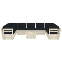 Set Divani da Giardino su Pallet 10 pz con Cuscini Legno Abete 3063631