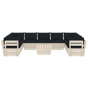 Set Divani da Giardino su Pallet 10 pz con Cuscini Legno Abete 3063631