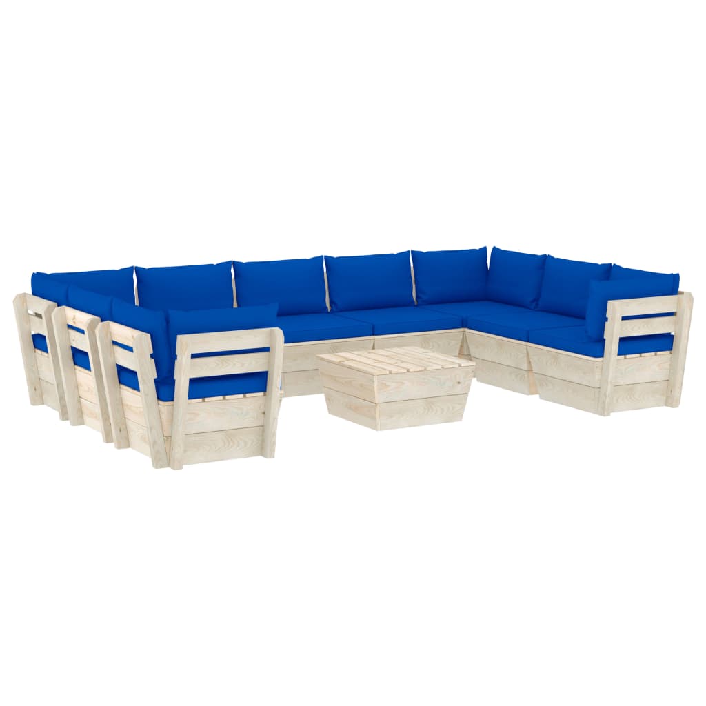 Set Divani da Giardino su Pallet 10 pz con Cuscini Legno Abete cod mxl 40642