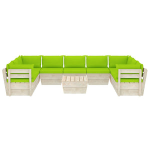 Set Divani da Giardino su Pallet 10 pz con Cuscini Legno Abete 3063635