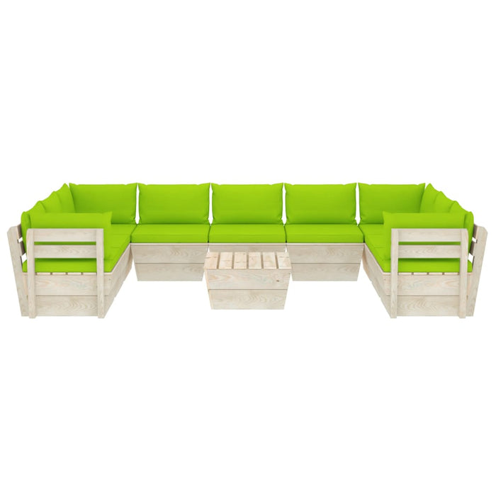 Set Divani da Giardino su Pallet 10 pz con Cuscini Legno Abete 3063635