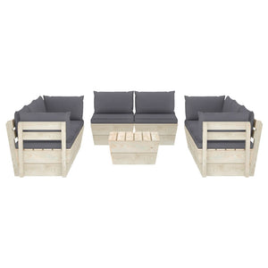 Set Divani da Giardino su Pallet 9 pz con Cuscini Legno Abete 3063648