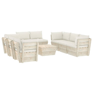 Set Divani da Giardino su Pallet 9 pz con Cuscini Legno Abete  cod mxl 52374