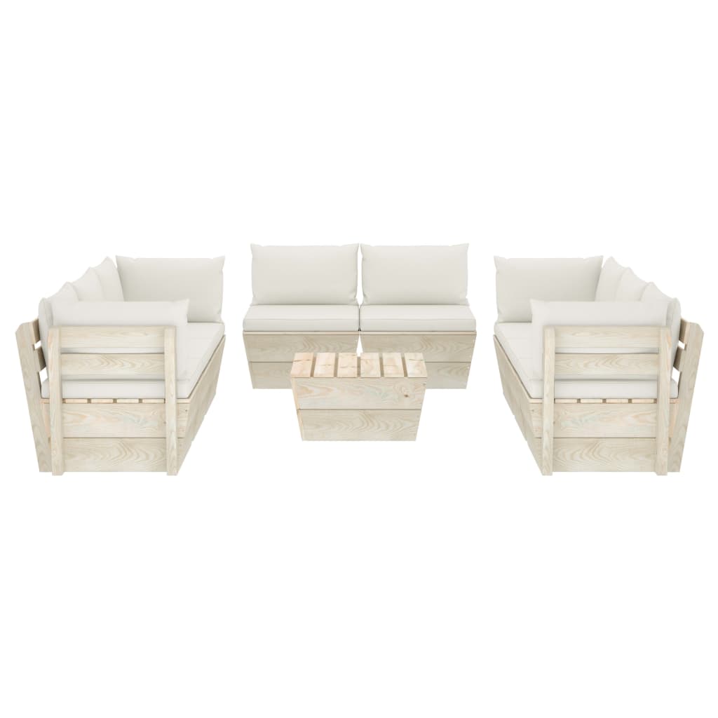 Set Divani da Giardino su Pallet 9 pz con Cuscini Legno Abete  cod mxl 52374