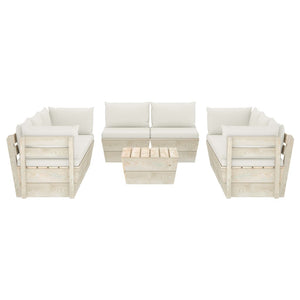 Set Divani da Giardino su Pallet 9 pz con Cuscini Legno Abete  cod mxl 52374