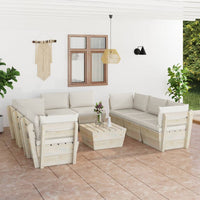 Set Divani da Giardino su Pallet 9 pz con Cuscini Legno Abete  cod mxl 52374