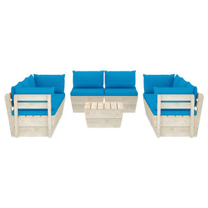 Set Divani da Giardino su Pallet 9 pz con Cuscini Legno Abete  cod mxl 39918