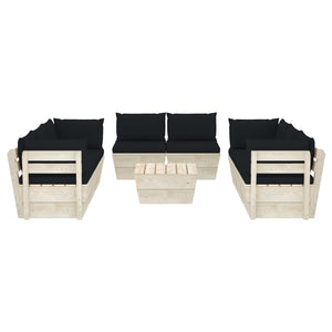 Set Divani da Giardino su Pallet 9 pz con Cuscini Legno Abete  cod mxl 45138